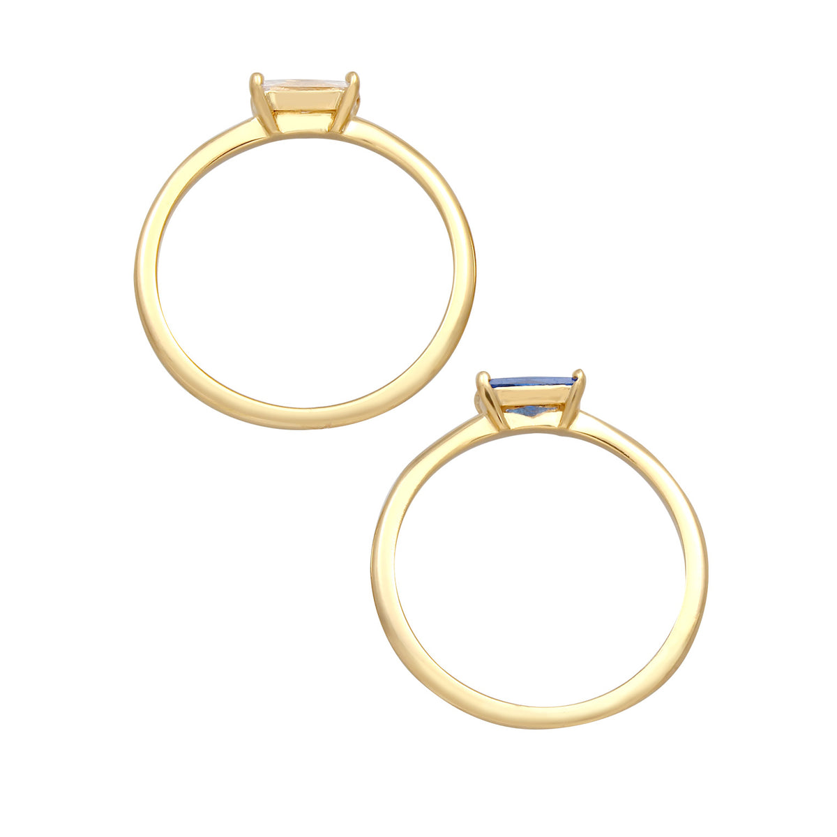 Gold - Elli PREMIUM | Ringset Geo | Saphir ( Blau ) | 925 Sterling Silber vergoldet