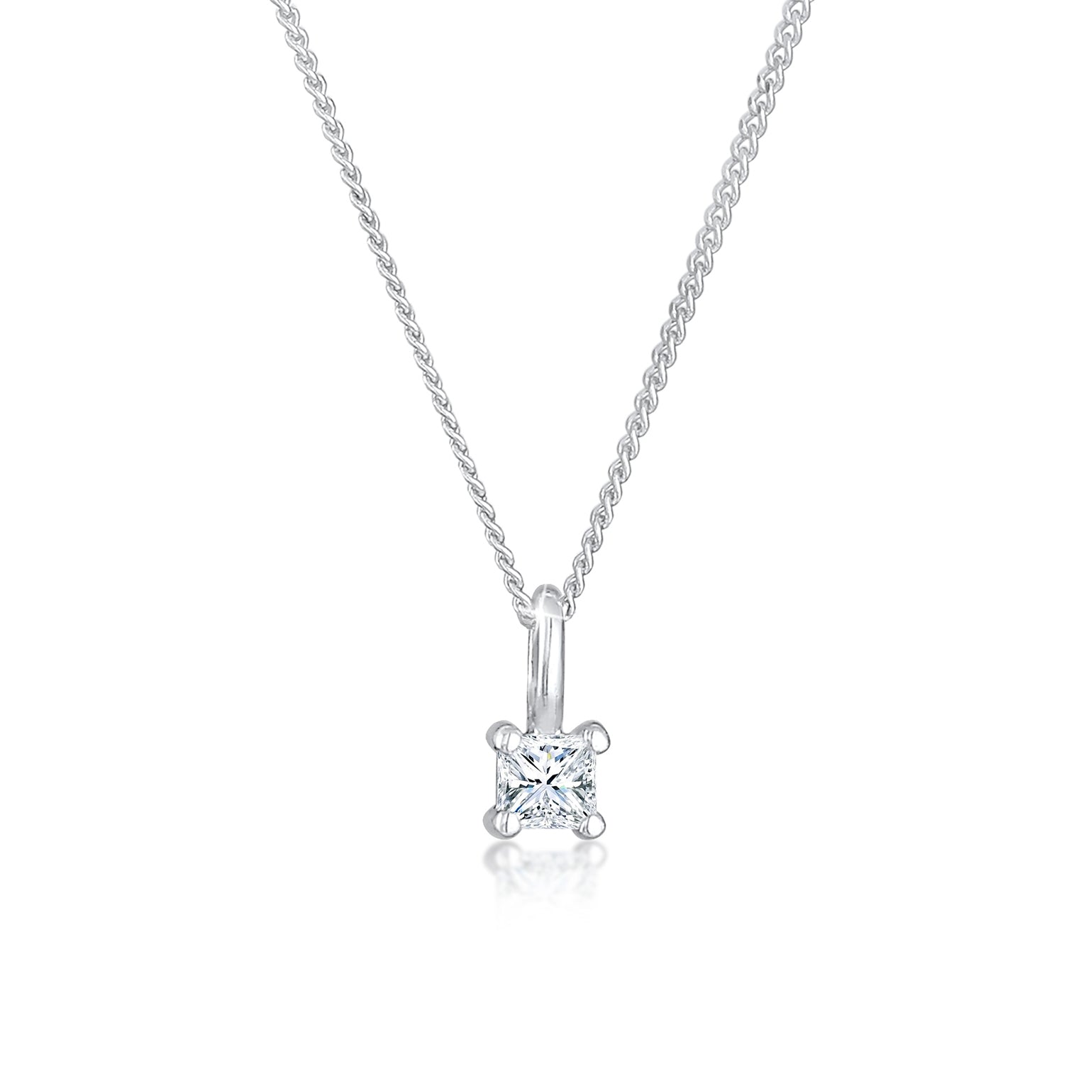 Silber - Elli DIAMONDS | Solitär-Kette | Diamant ( Weiß, 0,1 ct ) | 925er Sterling Silber