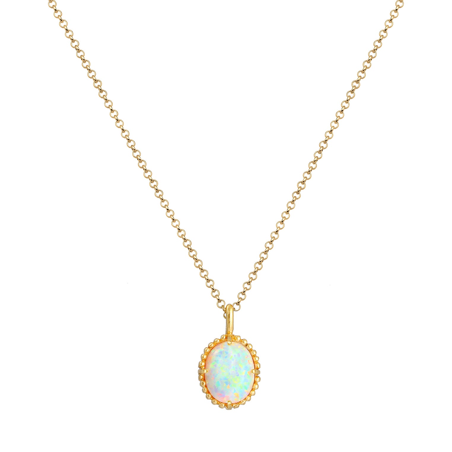 Gold - Elli | Halskette | Opal ( Weiß ) | 925 Sterling Silber vergoldet