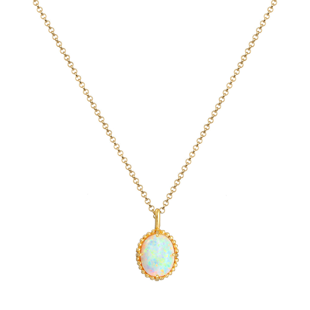 Gold - Elli | Halskette | Opal (Weiß) | 925 Sterling Silber vergoldet