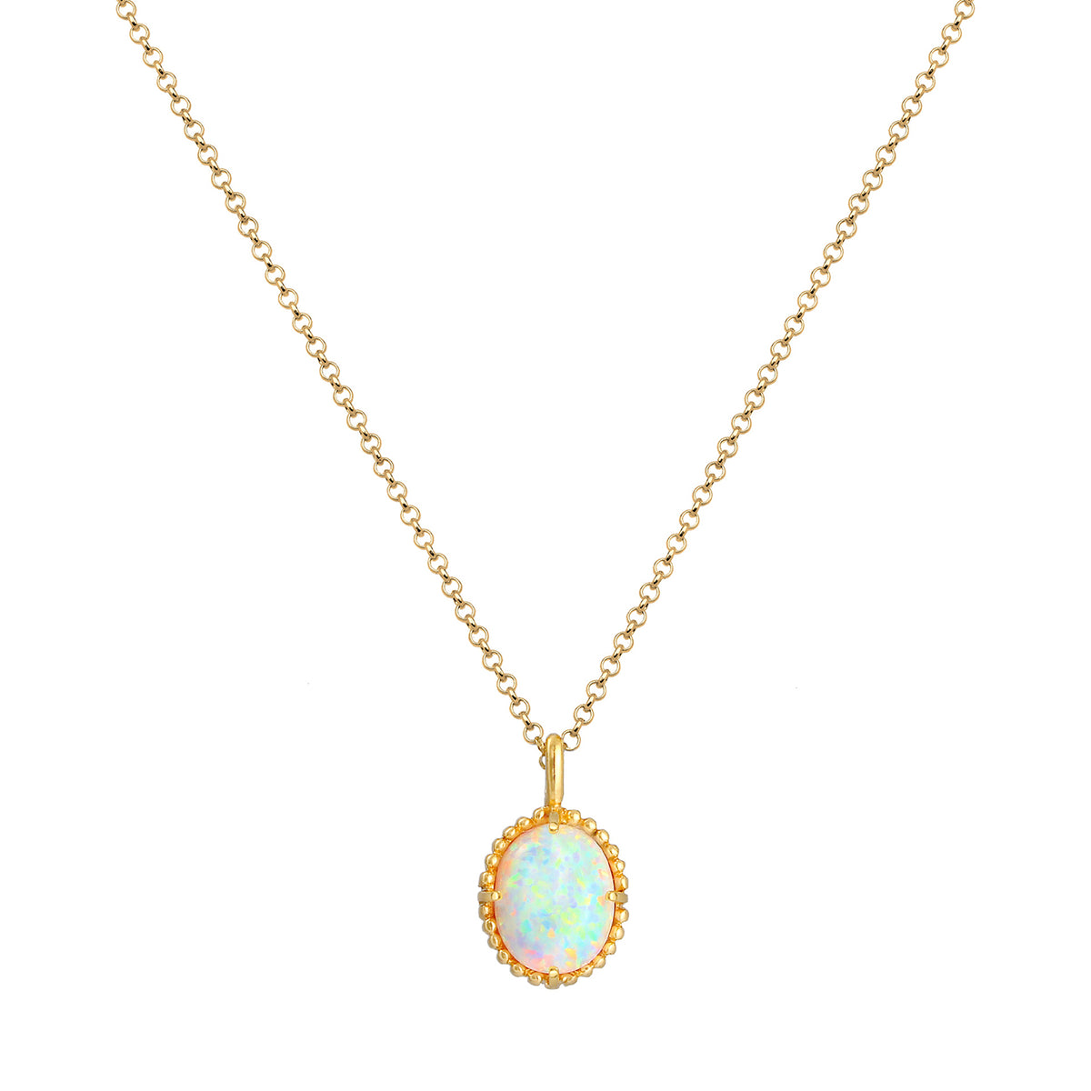Gold - Elli | Halskette | Opal (Weiß) | 925 Sterling Silber vergoldet