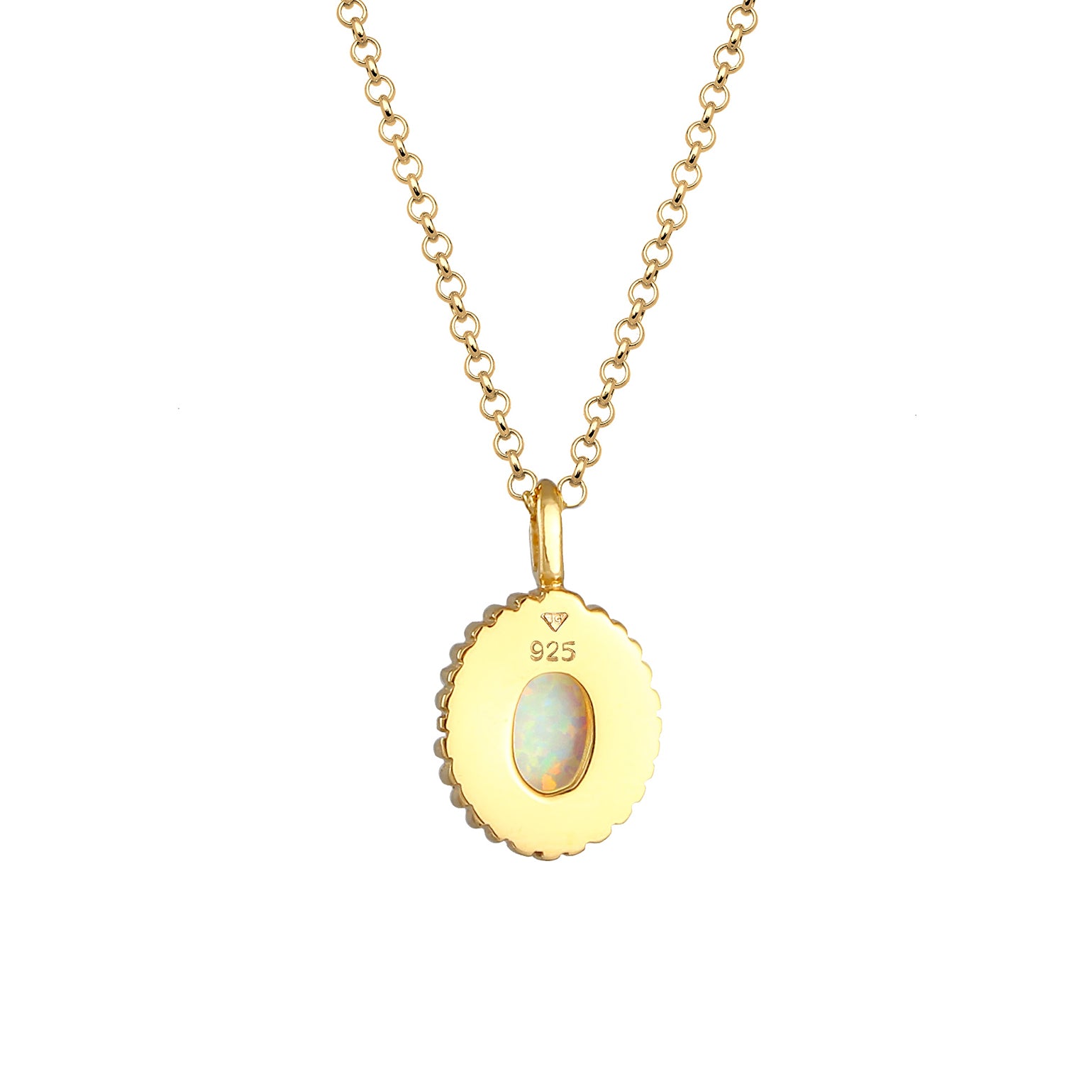 Gold - Elli | Halskette | Opal ( Weiß ) | 925 Sterling Silber vergoldet