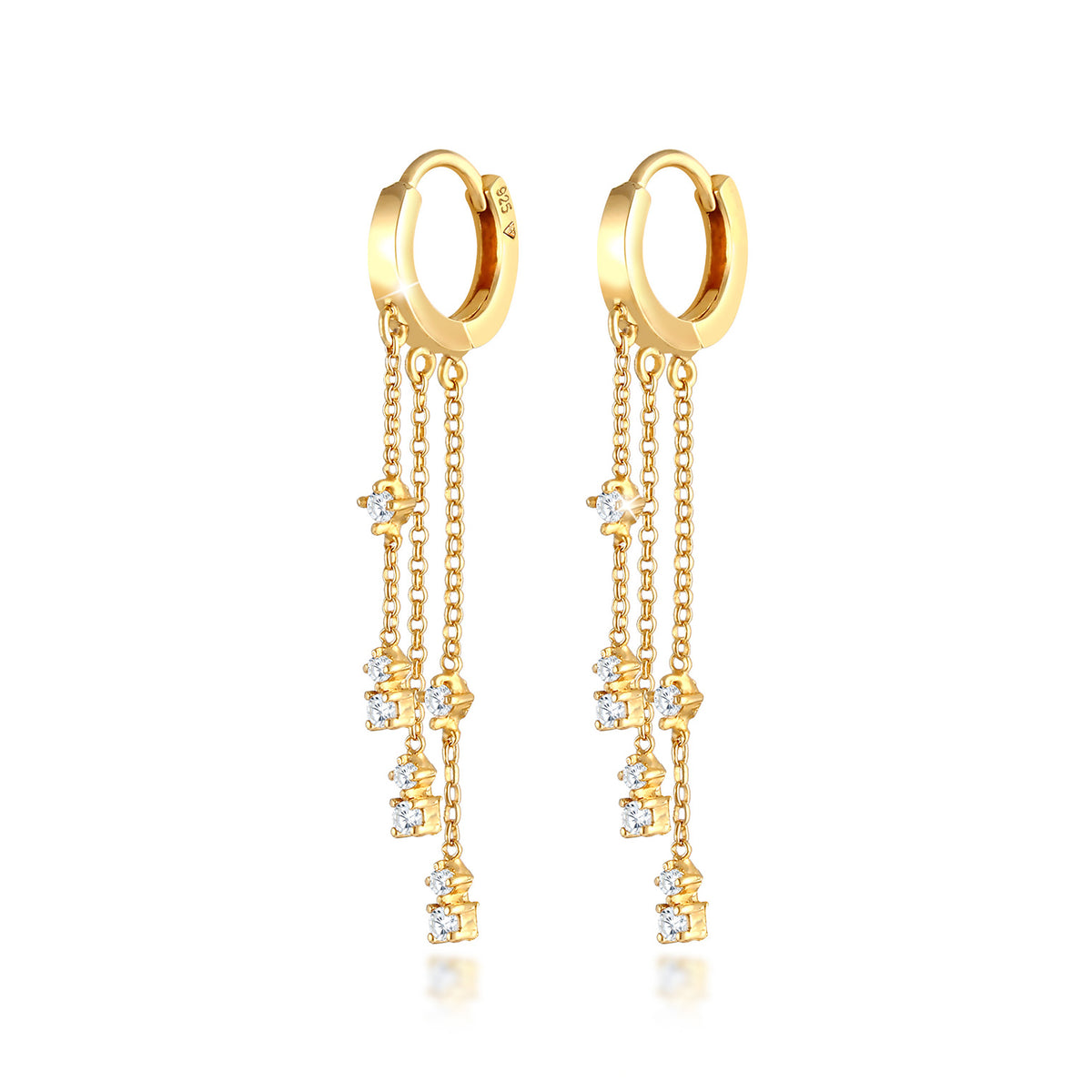 Gold - Elli | Creolen | Zirkonia ( Weiß ) | 925 Sterling Silber vergoldet