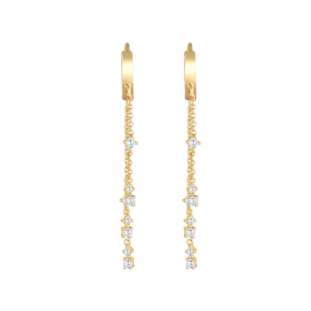 Gold - Elli | Creolen | Zirkonia ( Weiß ) | 925 Sterling Silber vergoldet