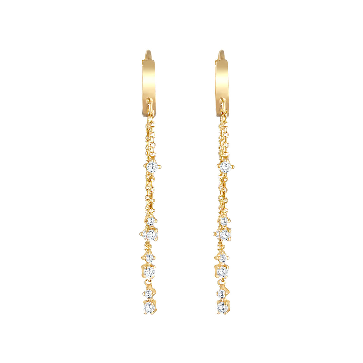 Gold - Elli | Creolen | Zirkonia ( Weiß ) | 925 Sterling Silber vergoldet