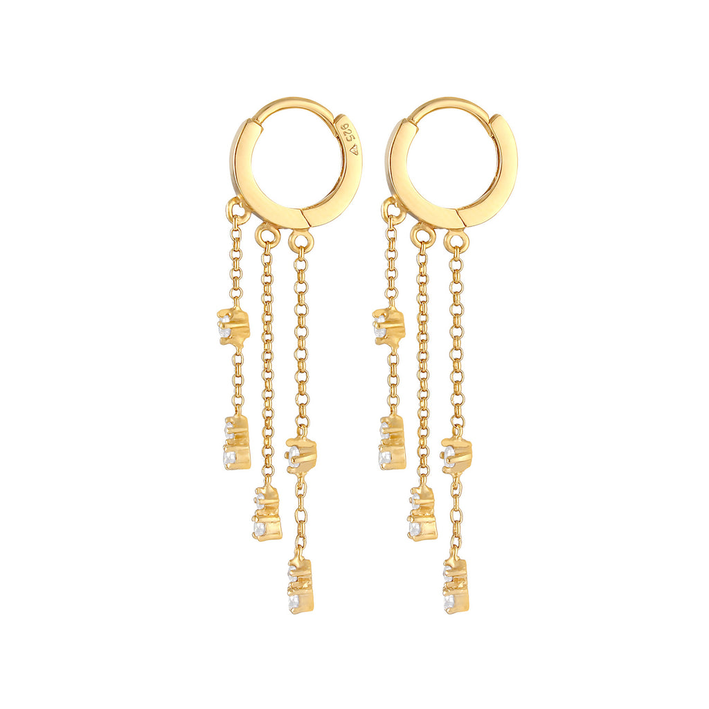 Gold - Elli | Creolen | Zirkonia ( Weiß ) | 925 Sterling Silber vergoldet