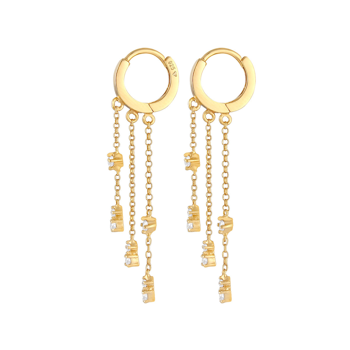 Gold - Elli | Creolen | Zirkonia ( Weiß ) | 925 Sterling Silber vergoldet