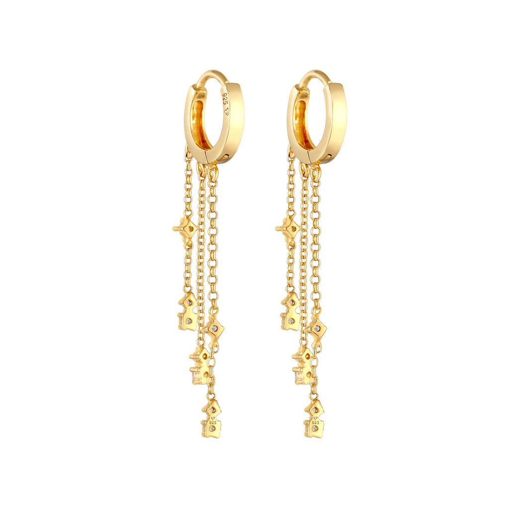 Gold - Elli | Creolen | Zirkonia ( Weiß ) | 925 Sterling Silber vergoldet