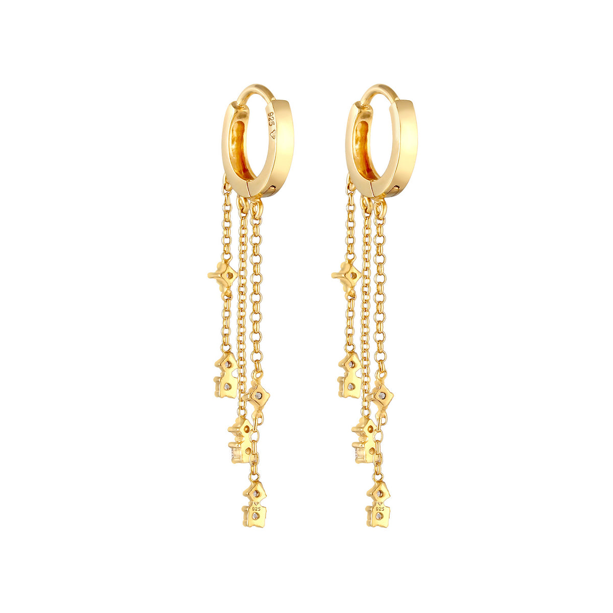 Gold - Elli | Creolen | Zirkonia ( Weiß ) | 925 Sterling Silber vergoldet