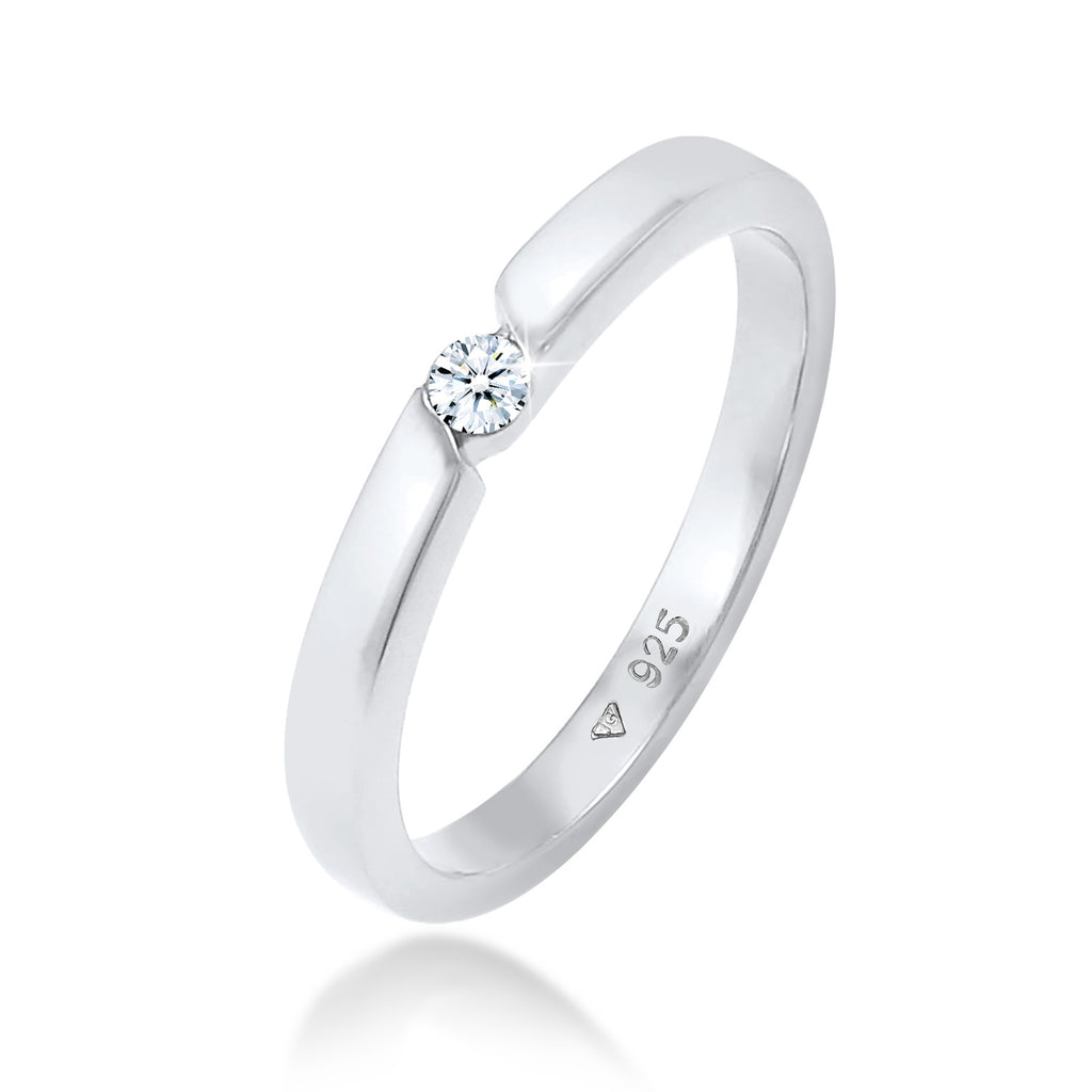 Silber - Elli DIAMONDS | Ring | Diamant ( Weiß, 0,06 ct ) | 925er Sterling Silber