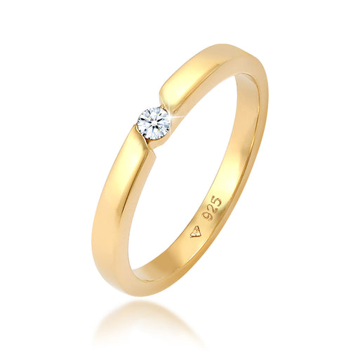 Gold - Elli DIAMONDS | Ring | Diamant ( Weiß, 0,06 ct ) | 925 Sterling Silber vergoldet