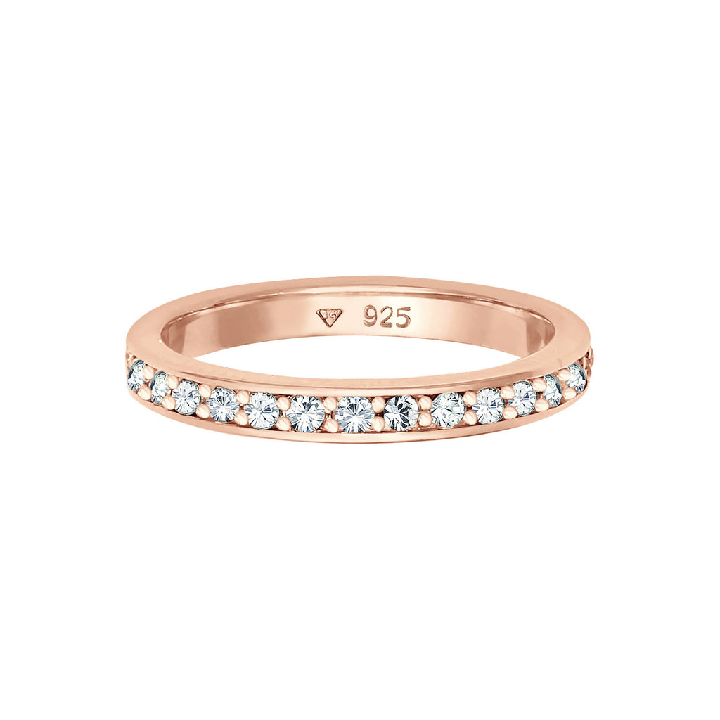 Rosa - Elli | Ring Kugel | Mit Kristallen von Swarovski® (Weiß) | 925 Sterling Silber Rosegold