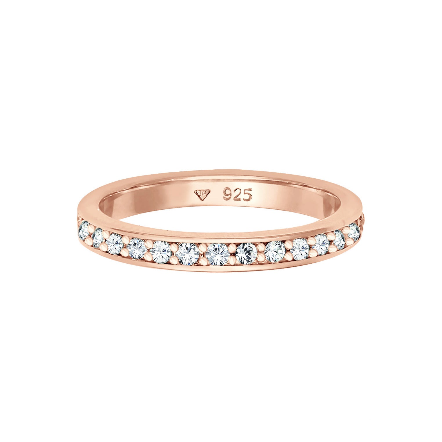 Rosa - Elli | Ring Kugel | Mit Kristallen von Swarovski® (Weiß) | 925 Sterling Silber Rosegold