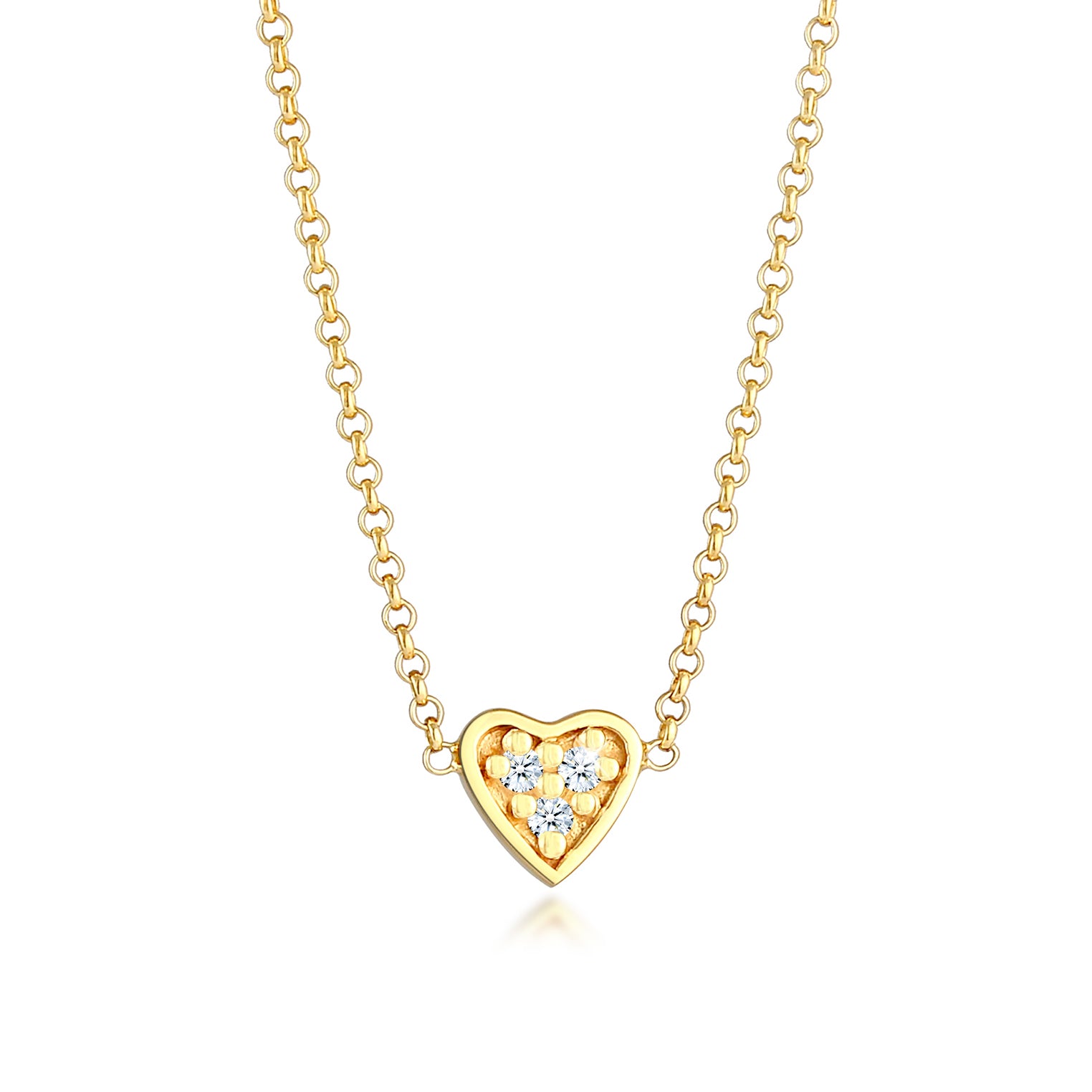 Gold - Elli DIAMONDS | Halskette Herz | Diamant ( Weiß, 0,045 ct ) | 375 Gelbgold