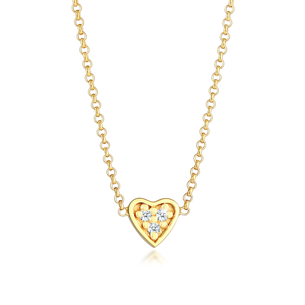 Gold - Elli DIAMONDS | Halskette Herz | Diamant ( Weiß, 0,045 ct ) | 375 Gelbgold