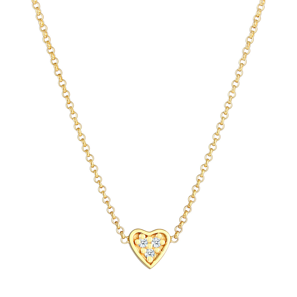 Gold - Elli DIAMONDS | Halskette Herz | Diamant ( Weiß, 0,045 ct ) | 375 Gelbgold