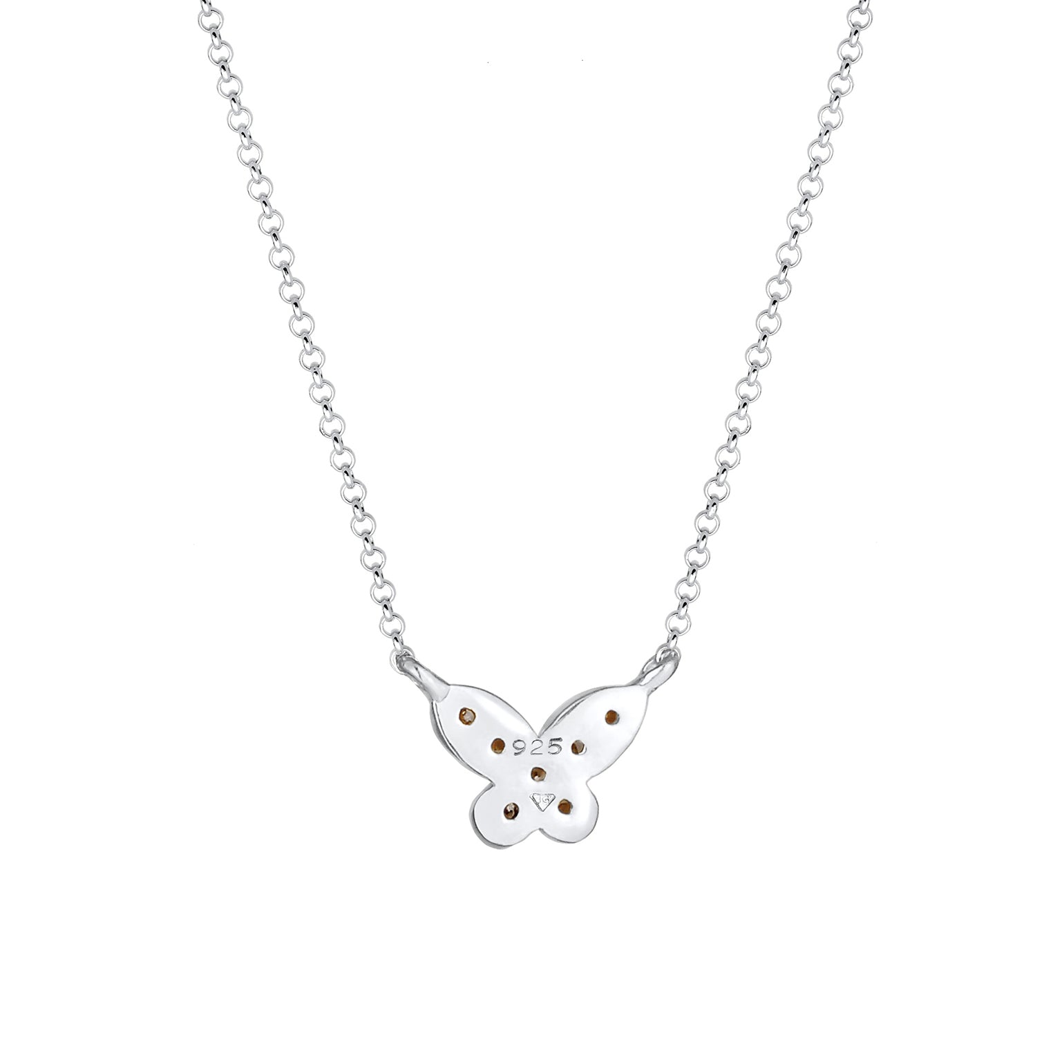 Silber - Elli DIAMONDS | Halskette Schmetterling | Diamant ( Weiß, 0,105 ct ) | 925er Sterling Silber