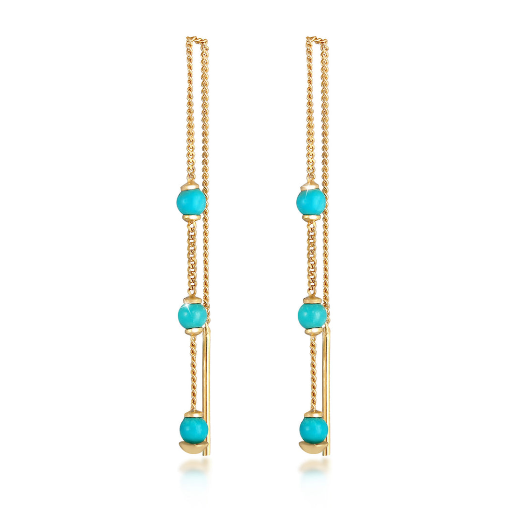 Gold - Elli | Ohrhänger Bead | Howlith ( Türkis ) | 925 Sterling Silber vergoldet