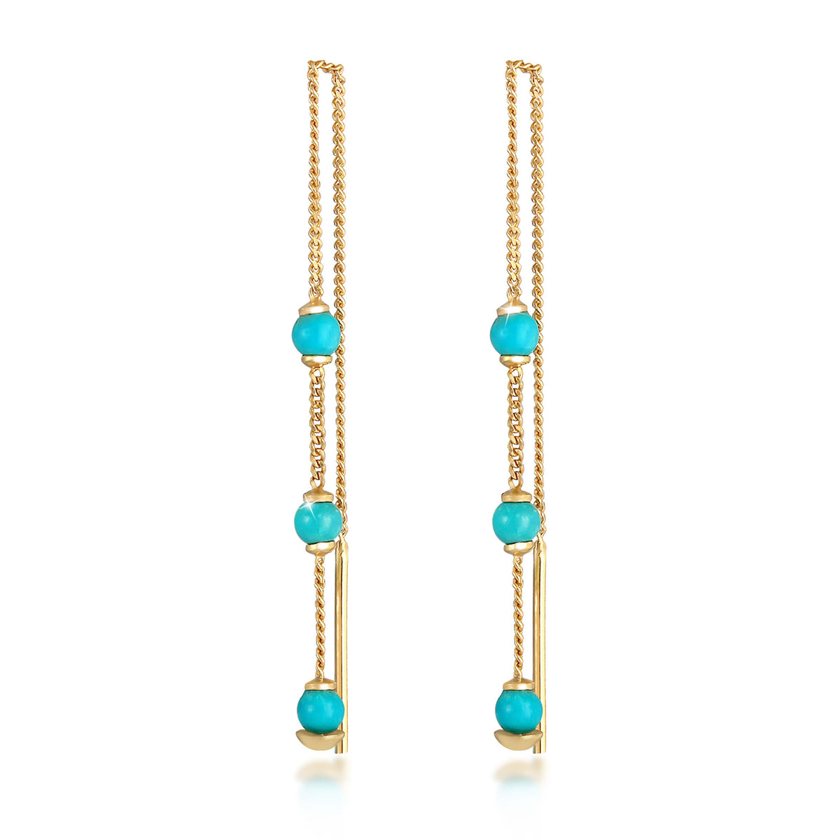 Gold - Elli | Ohrhänger Bead | Howlith ( Türkis ) | 925 Sterling Silber vergoldet