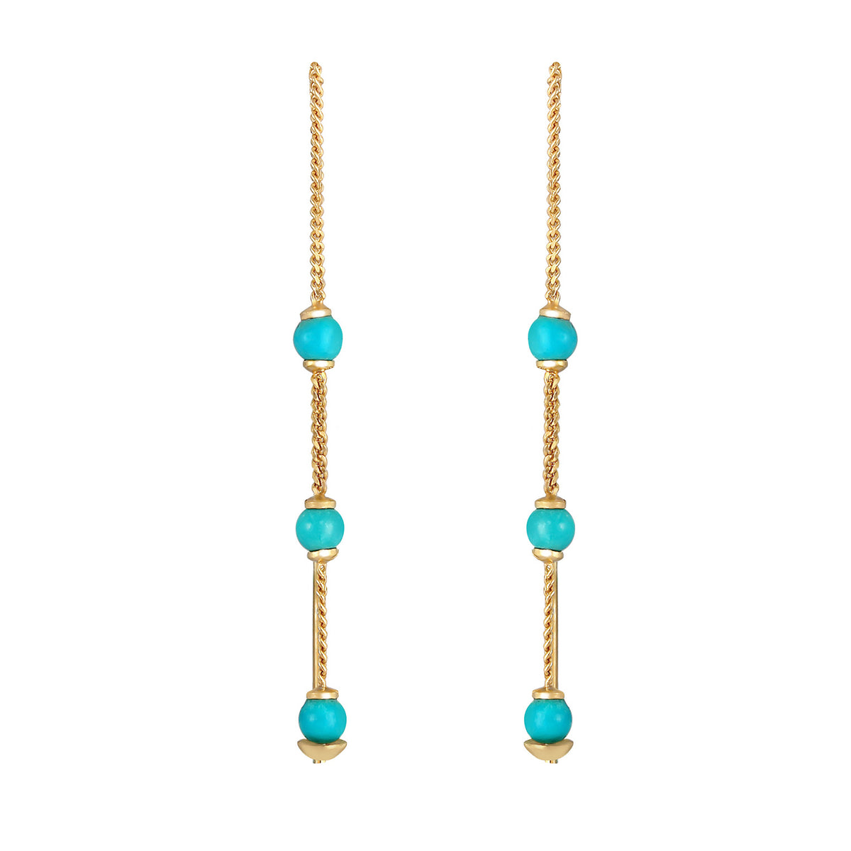 Gold - Elli | Ohrhänger Bead | Howlith ( Türkis ) | 925 Sterling Silber vergoldet