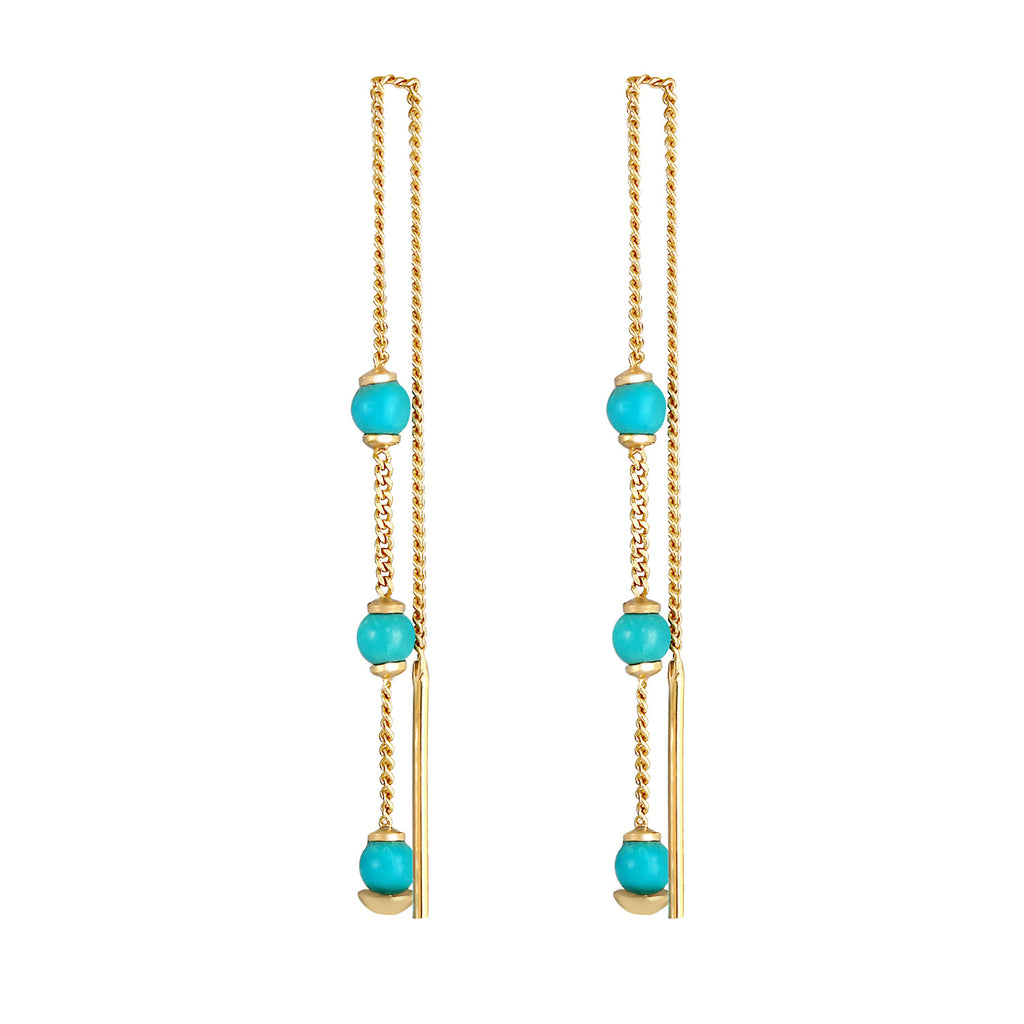Gold - Elli | Ohrhänger Bead | Howlith ( Türkis ) | 925 Sterling Silber vergoldet