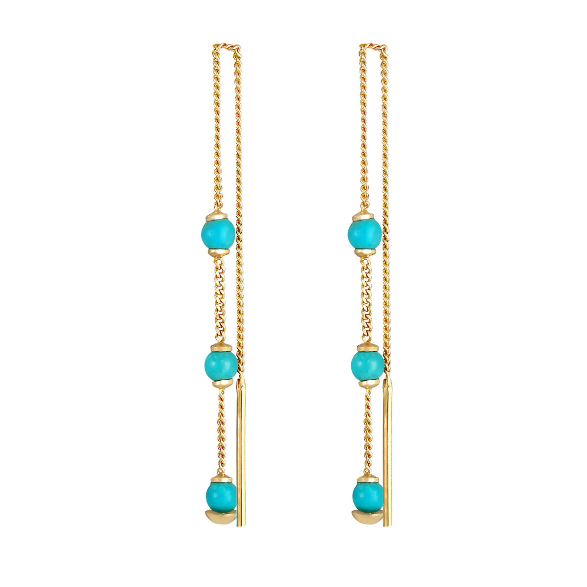 Gold - Elli | Ohrhänger Bead | Howlith ( Türkis ) | 925 Sterling Silber vergoldet