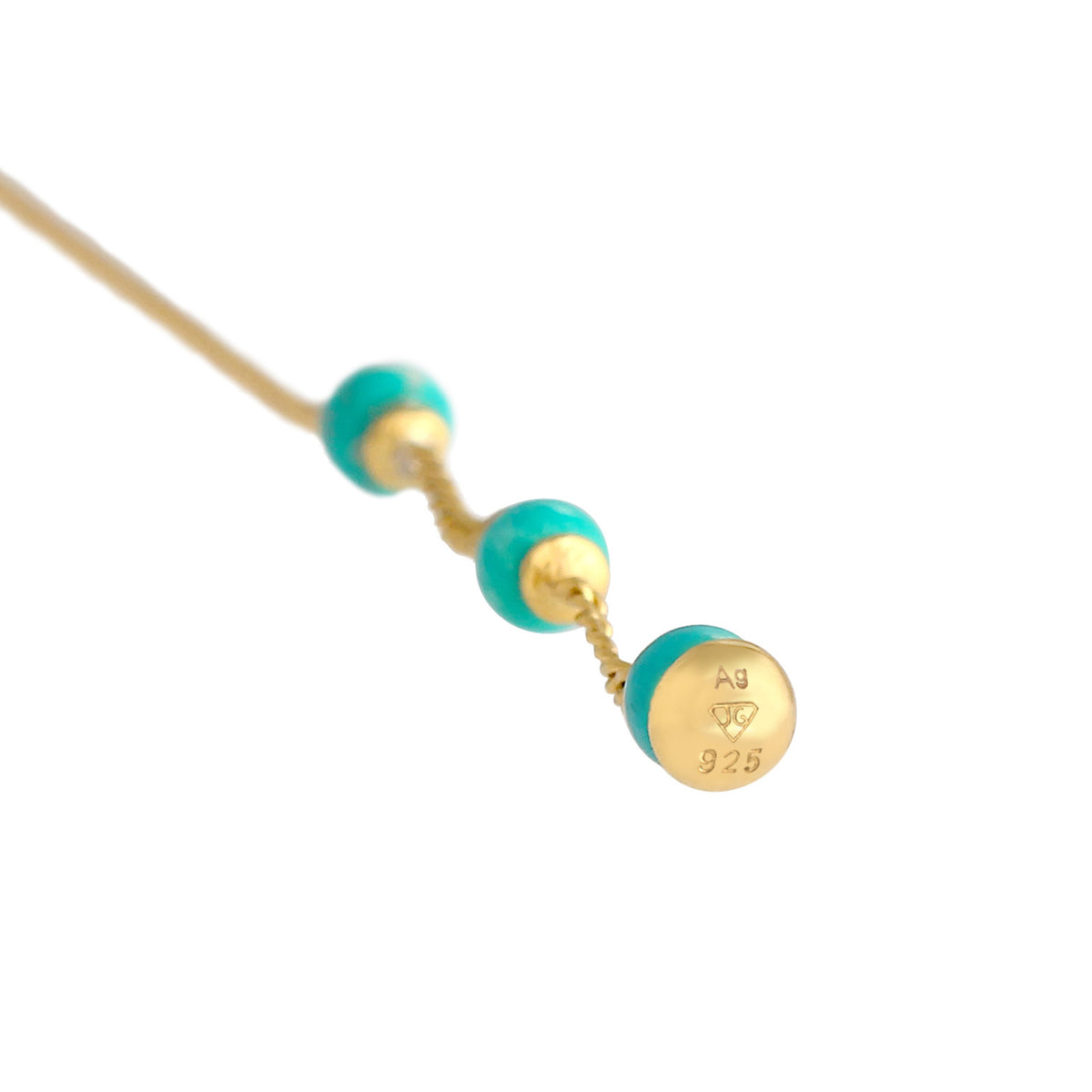 Gold - Elli | Ohrhänger Bead | Howlith ( Türkis ) | 925 Sterling Silber vergoldet