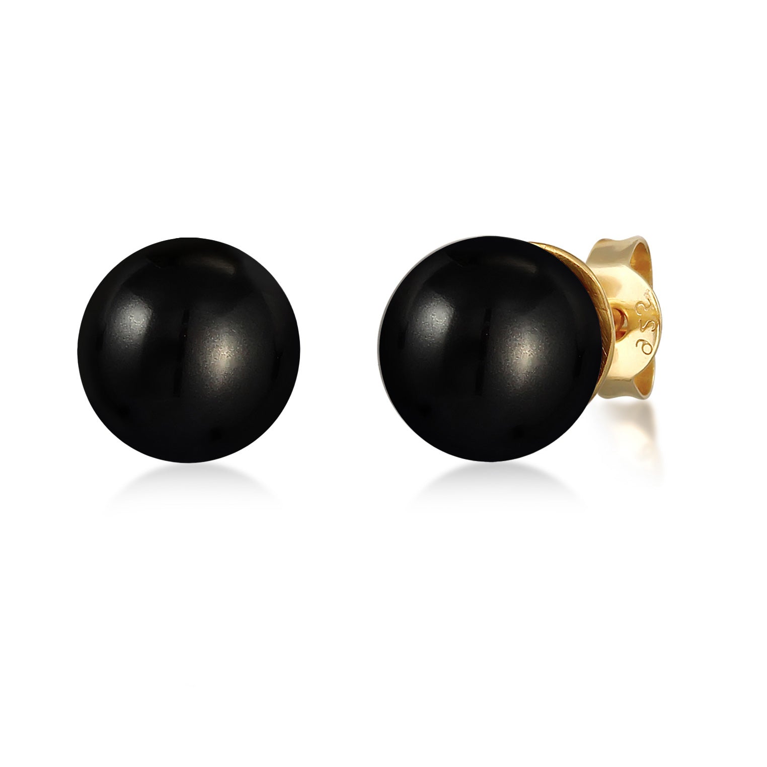 Schwarz - Nenalina | Ohrstecker | Perle | 925 Sterling Silber vergoldet