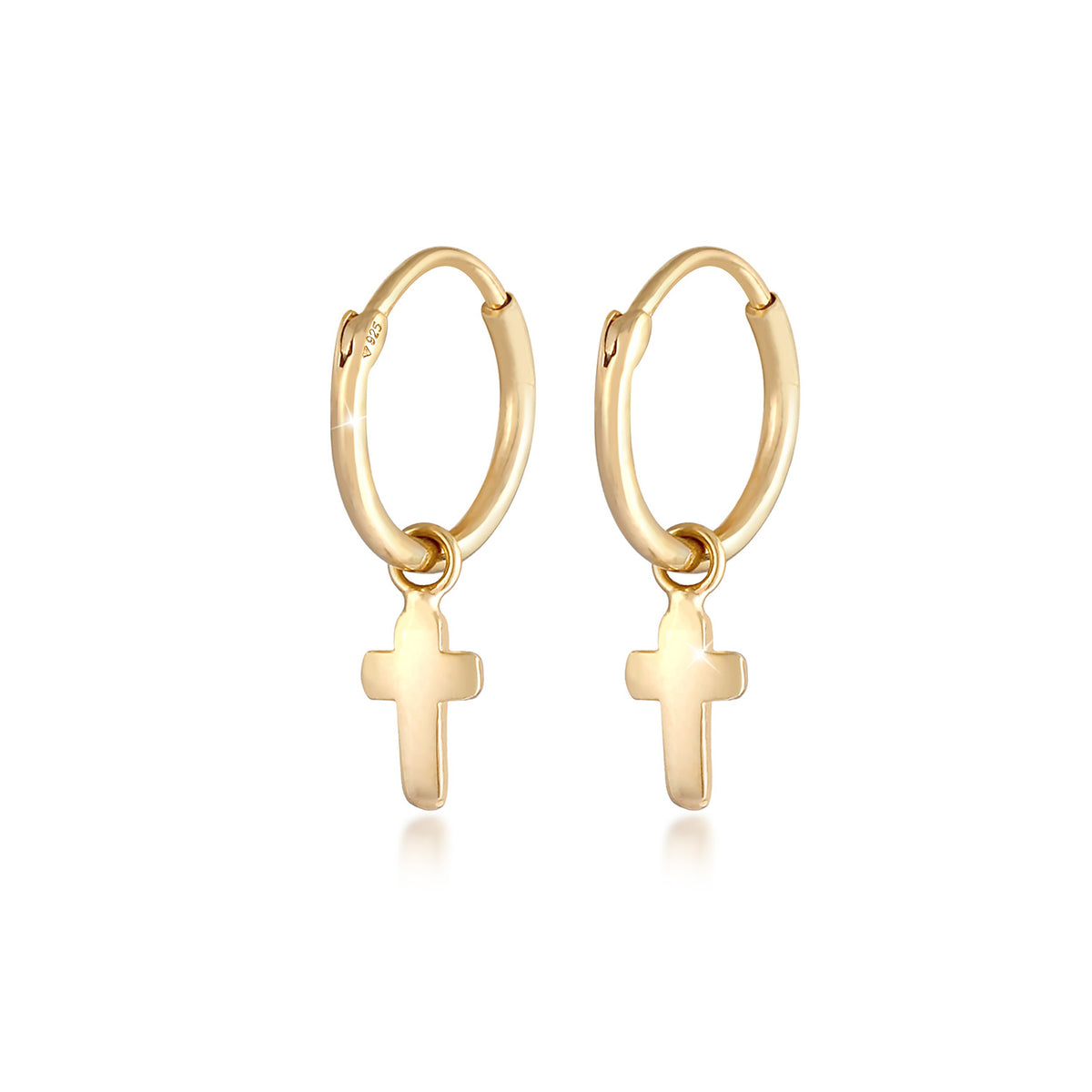 Gold - Elli | Ohrhänger Kreuz | 925 Sterling Silber vergoldet
