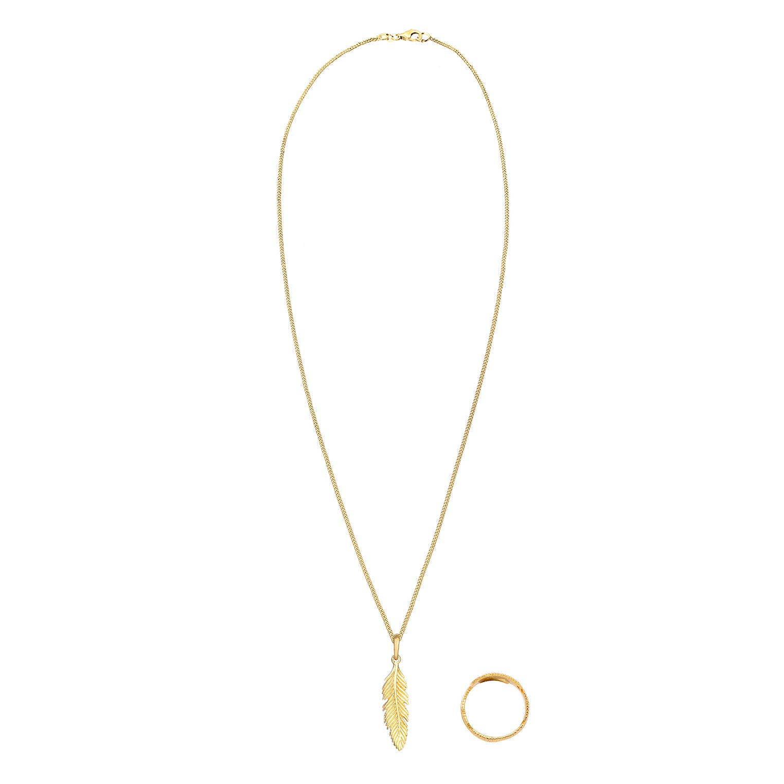 Gold - Elli | Schmuckset  Feder | 925 Sterling Silber vergoldet