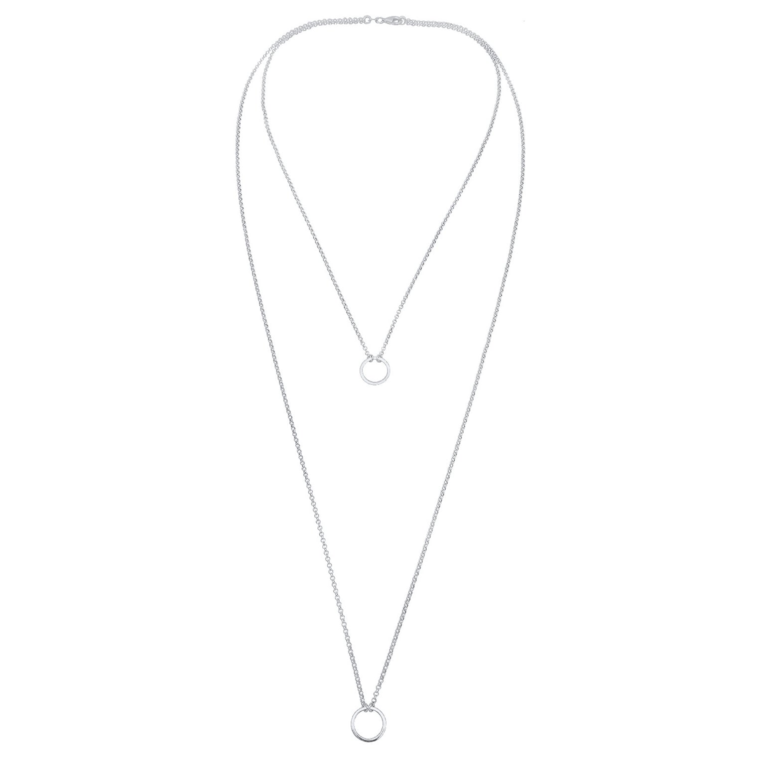 Silber - Elli | Layer-Halskette Kreis Geo | 925er Sterling Silber