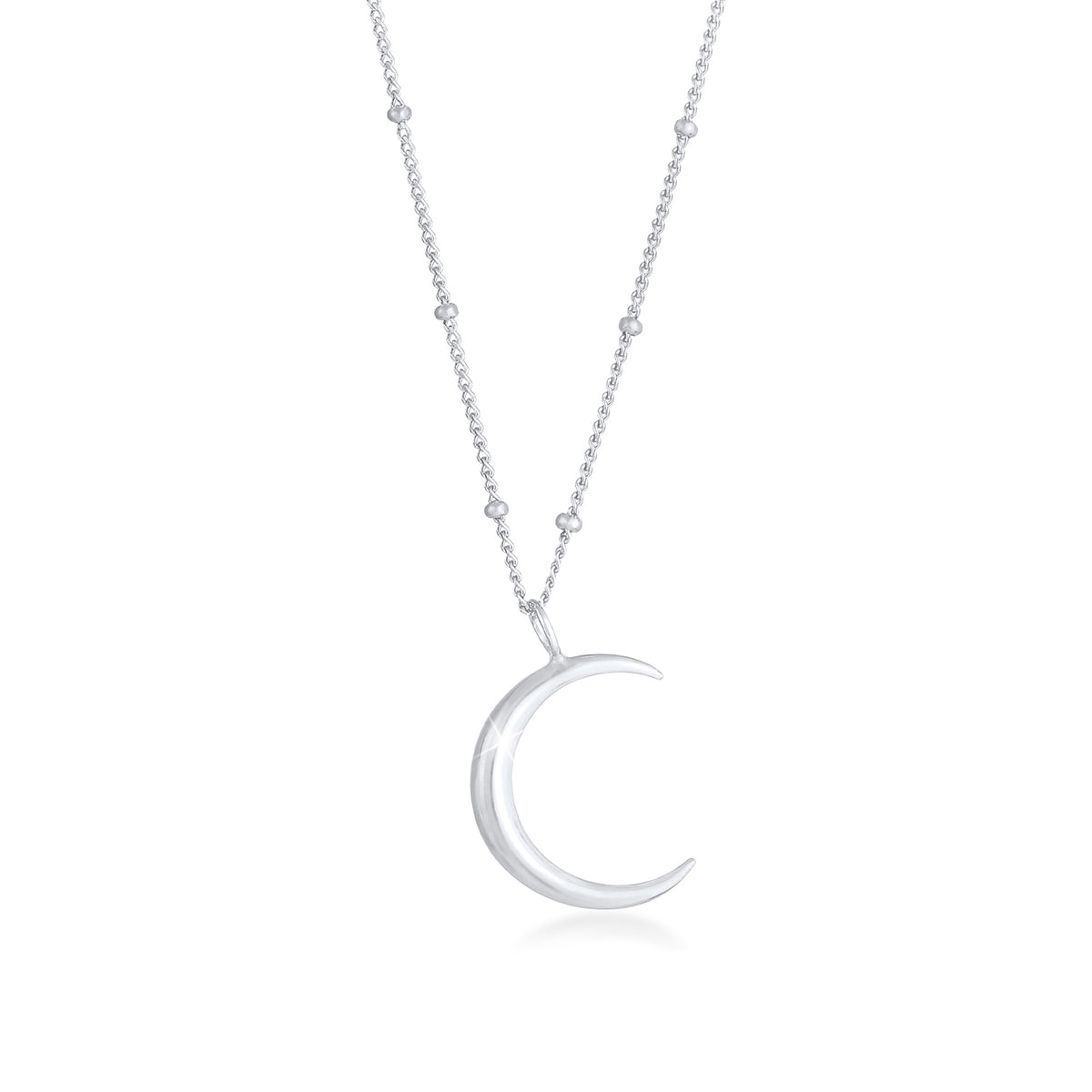 Silber - Elli | Kugel-Halskette Halbmond | 925er Sterling Silber