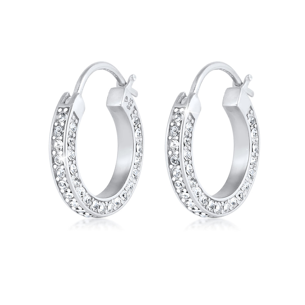 Silber - Elli PREMIUM | Creole | Mit Kristallen von Swarovski® (Weiß) | 925er Sterling Silber