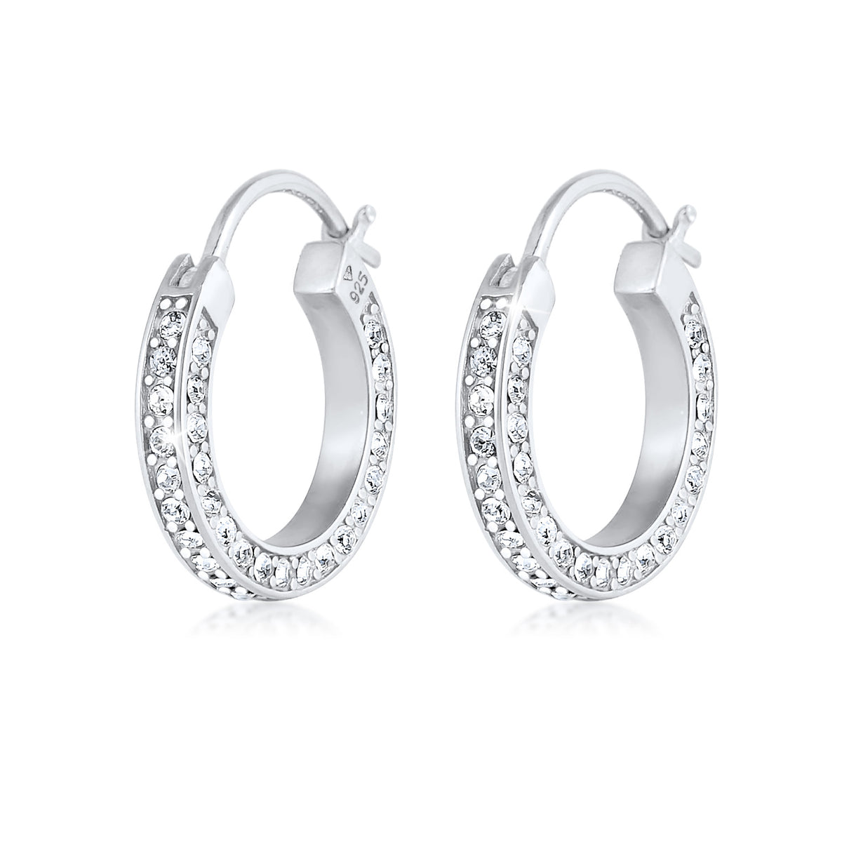 Silber - Elli PREMIUM | Creole | Mit Kristallen von Swarovski® (Weiß) | 925er Sterling Silber