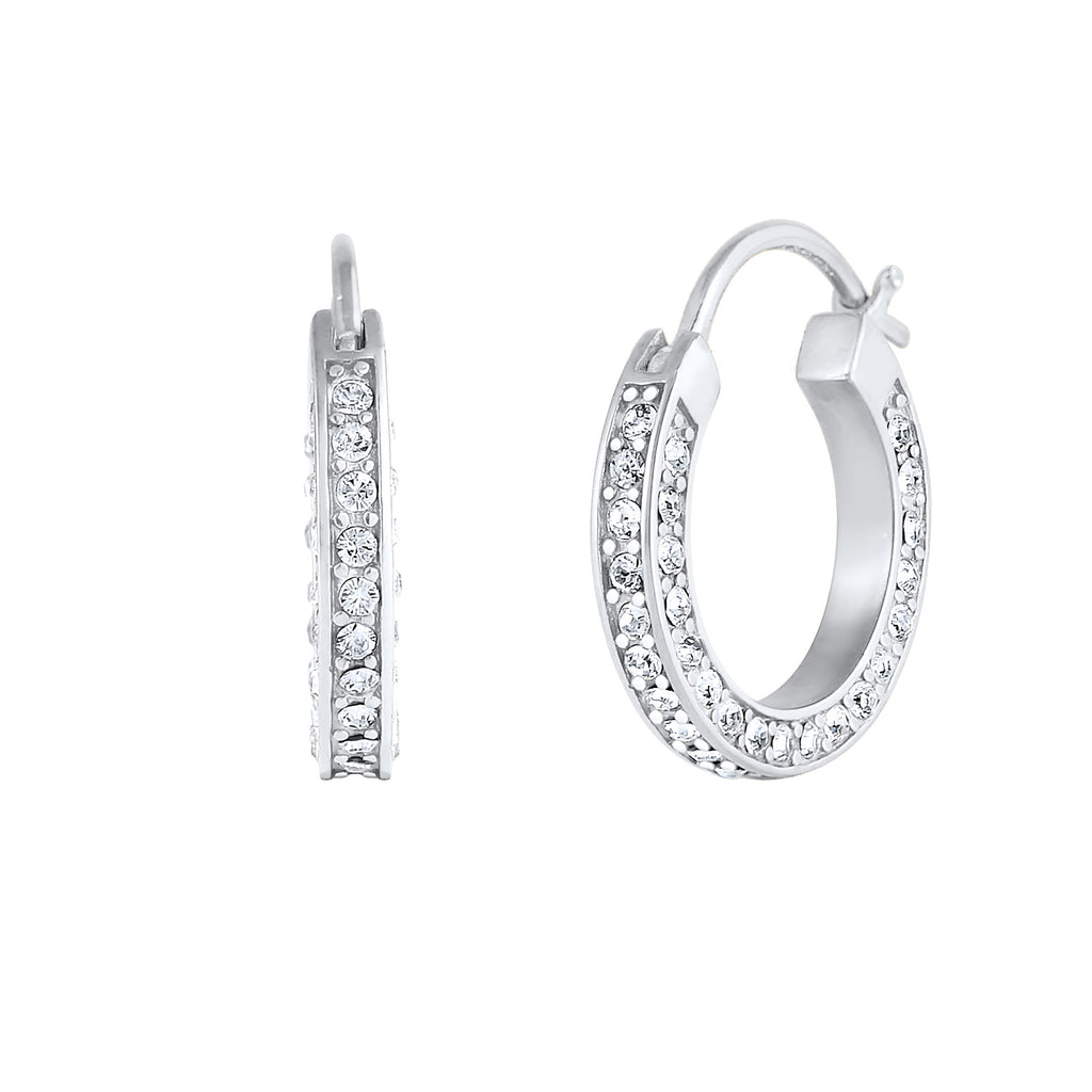 Silber - Elli PREMIUM | Creole | Mit Kristallen von Swarovski® (Weiß) | 925er Sterling Silber