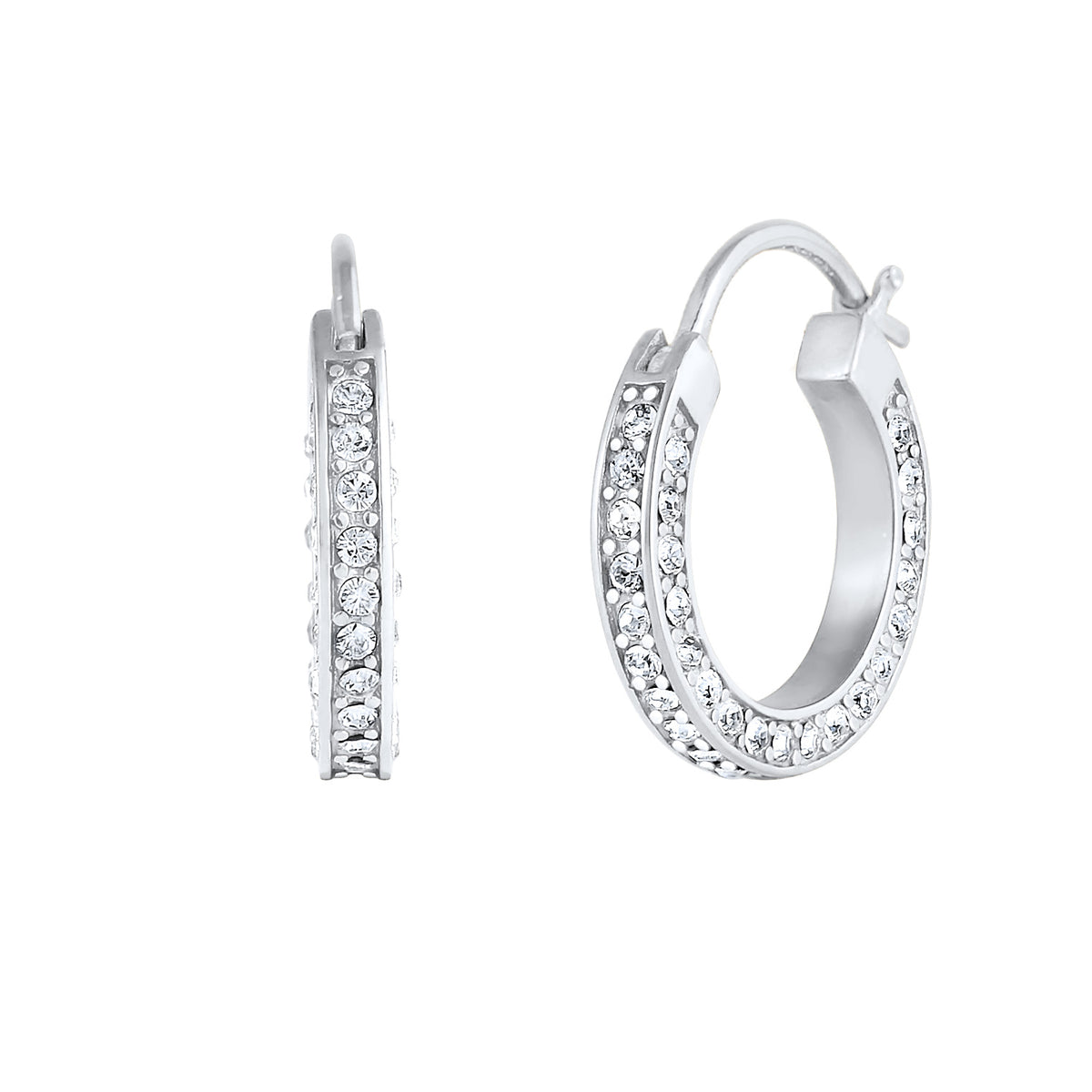Silber - Elli PREMIUM | Creole | Mit Kristallen von Swarovski® (Weiß) | 925er Sterling Silber