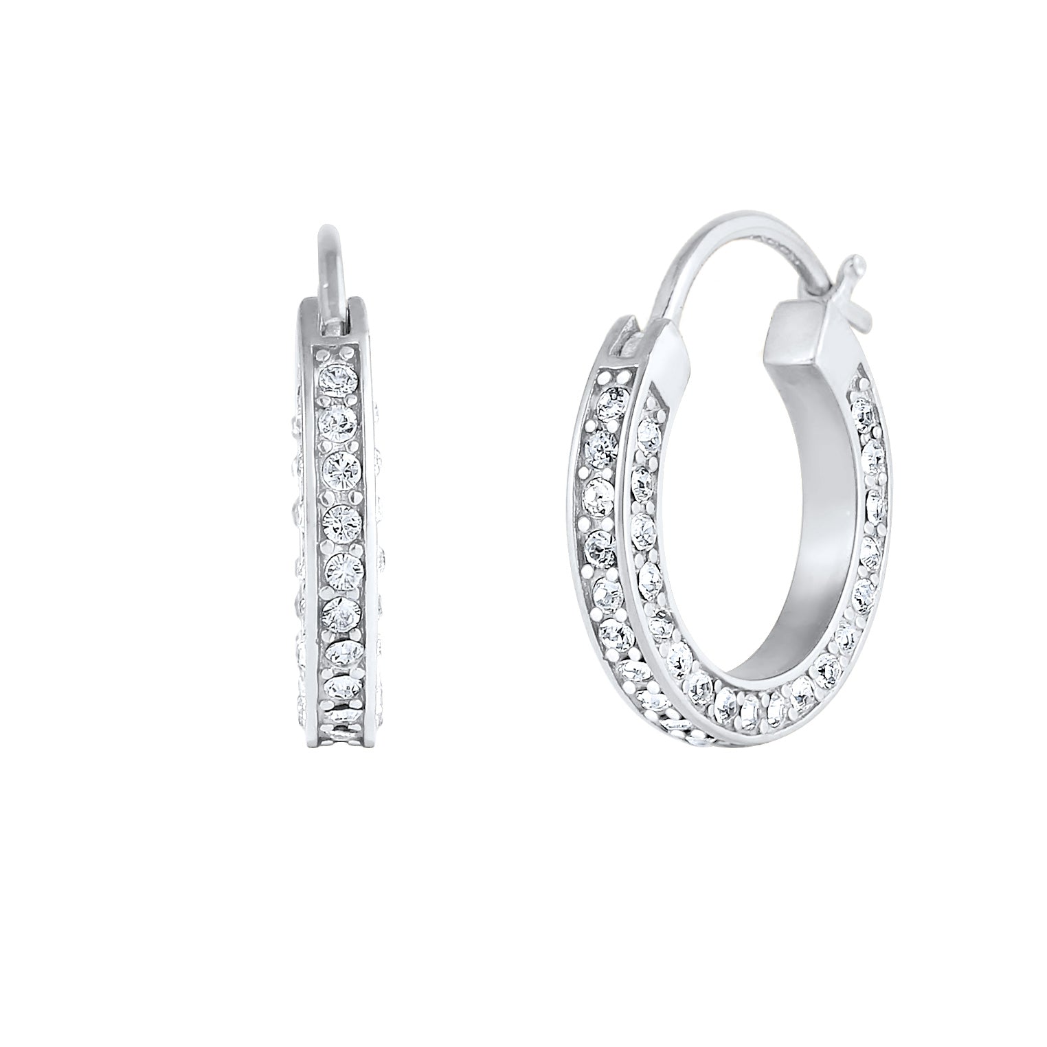 Silber - Elli PREMIUM | Creole | Mit Kristallen von Swarovski® (Weiß) | 925er Sterling Silber