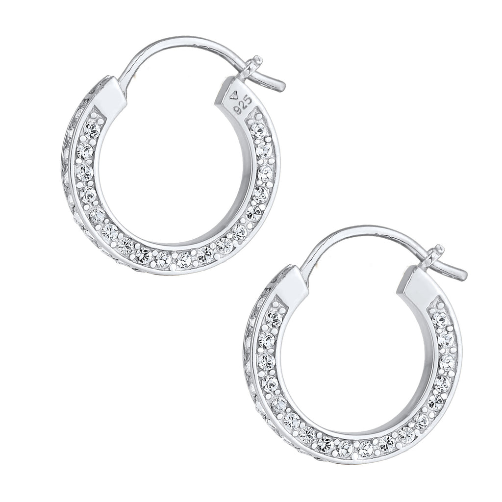 Silber - Elli PREMIUM | Creole | Mit Kristallen von Swarovski® (Weiß) | 925er Sterling Silber