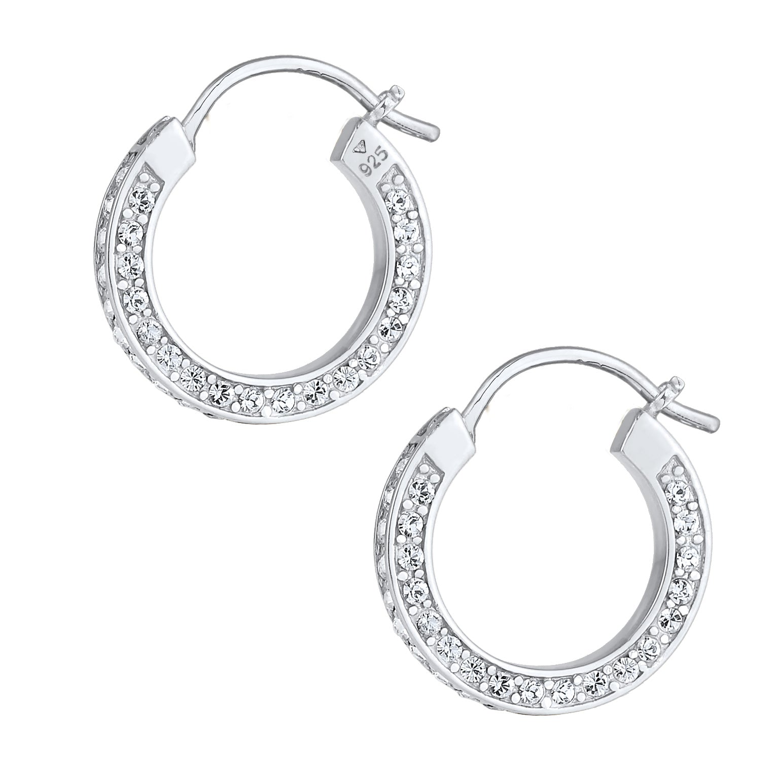 Silber - Elli PREMIUM | Creole | Mit Kristallen von Swarovski® (Weiß) | 925er Sterling Silber