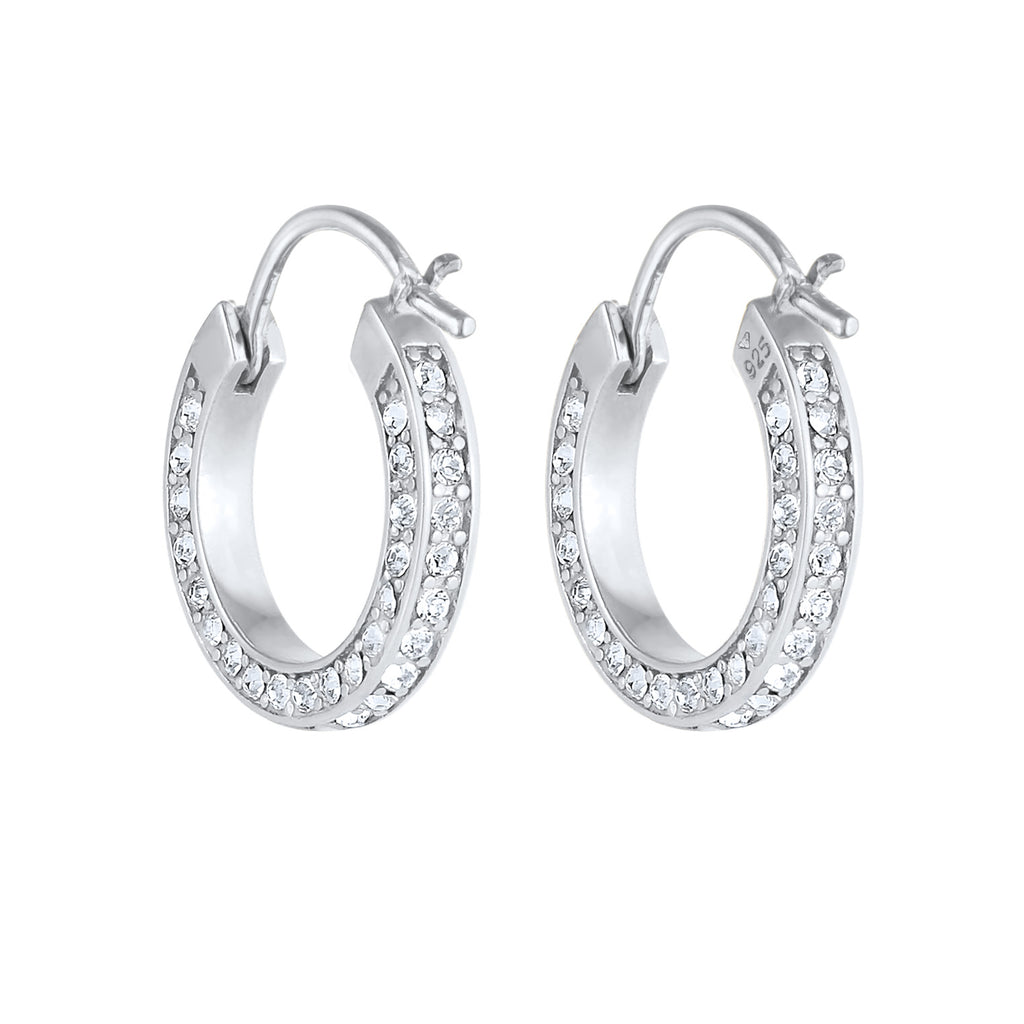 Silber - Elli PREMIUM | Creole | Mit Kristallen von Swarovski® (Weiß) | 925er Sterling Silber