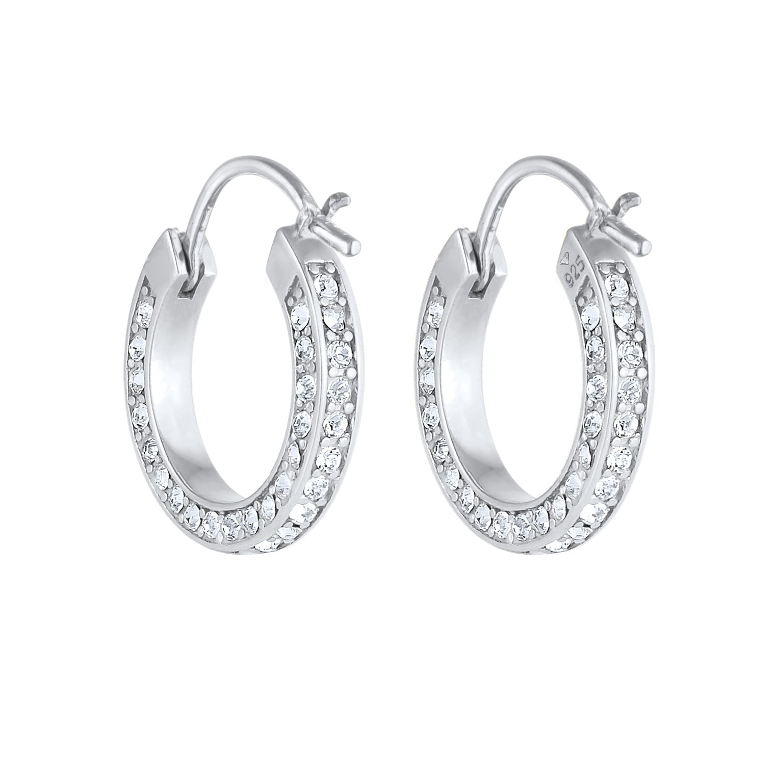 Silber - Elli PREMIUM | Creole | Mit Kristallen von Swarovski® (Weiß) | 925er Sterling Silber