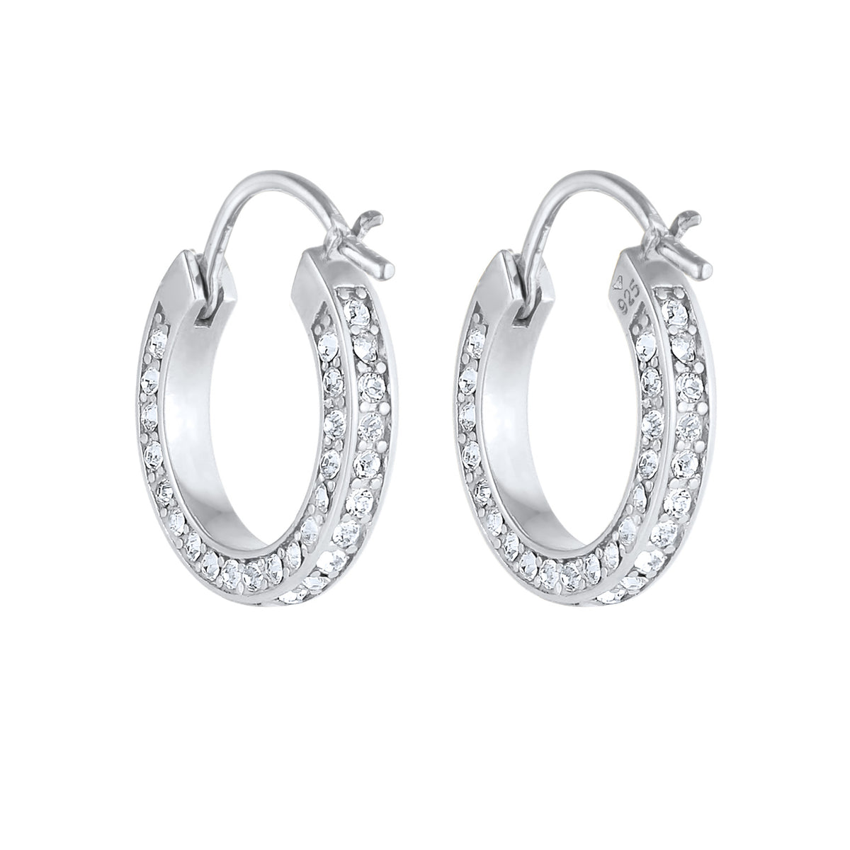 Silber - Elli PREMIUM | Creole | Mit Kristallen von Swarovski® (Weiß) | 925er Sterling Silber