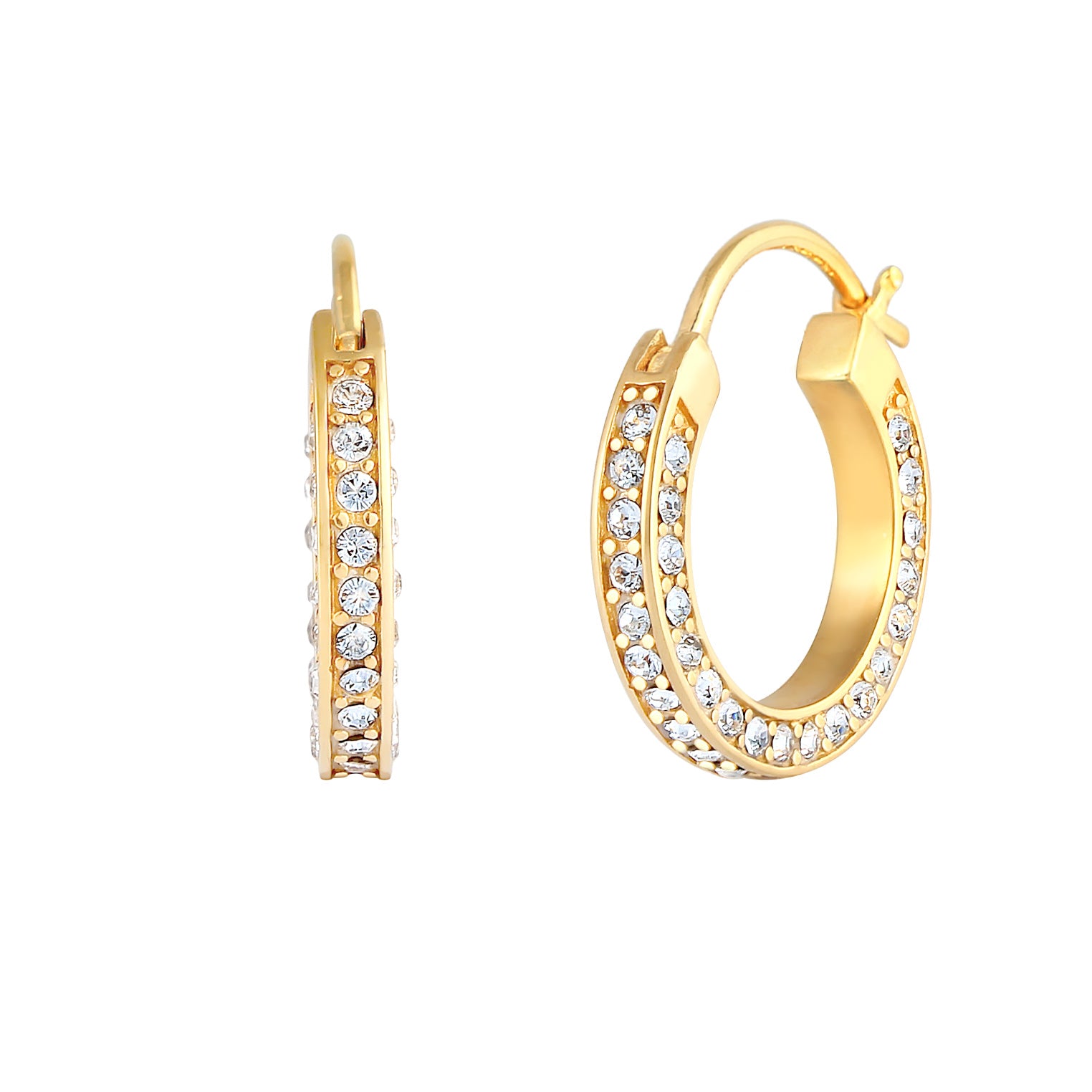 Gold - Elli PREMIUM | Creole | Mit Kristallen von Swarovski® (Weiß) | 925 Sterling Silber vergoldet