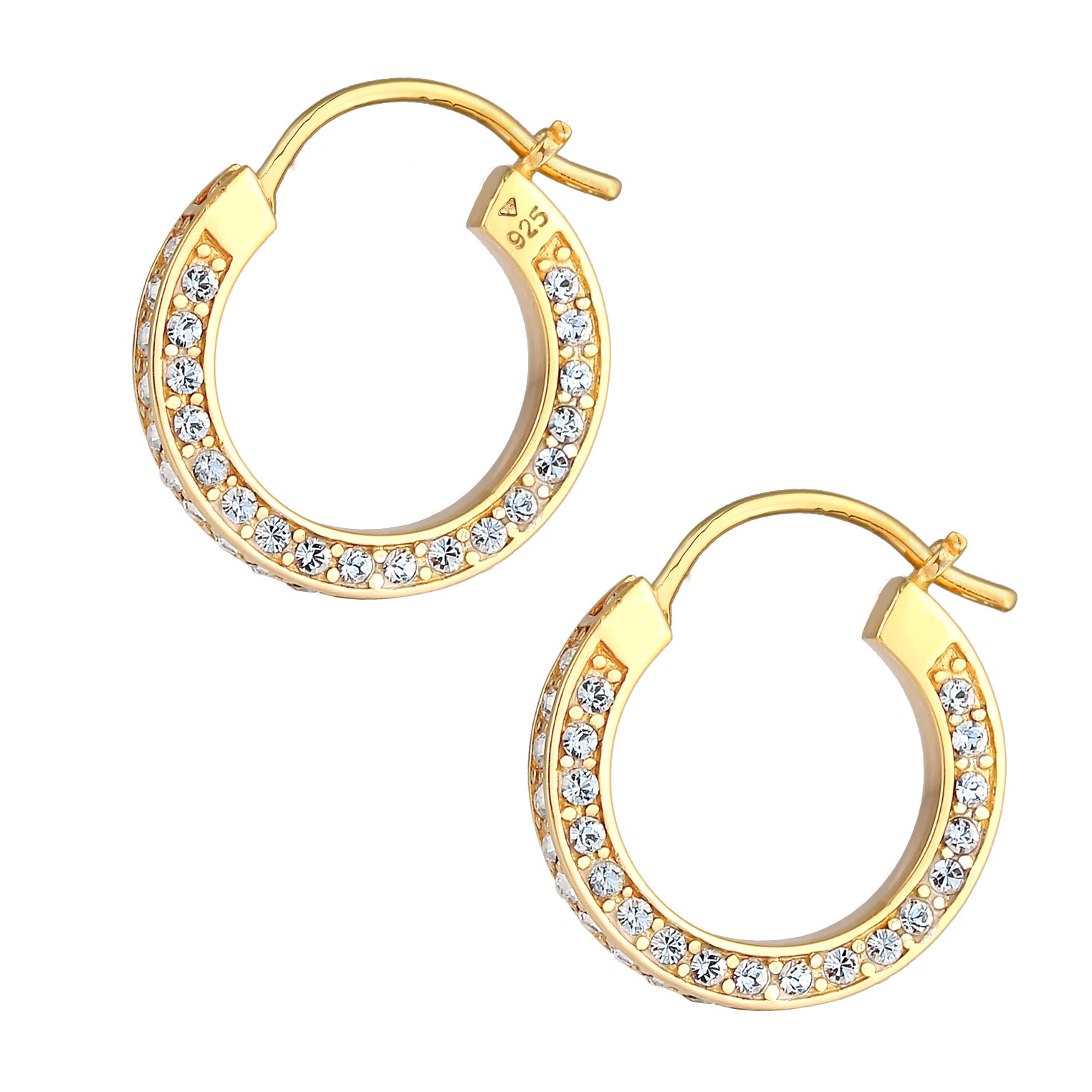 Gold - Elli PREMIUM | Creole | Mit Kristallen von Swarovski® (Weiß) | 925 Sterling Silber vergoldet