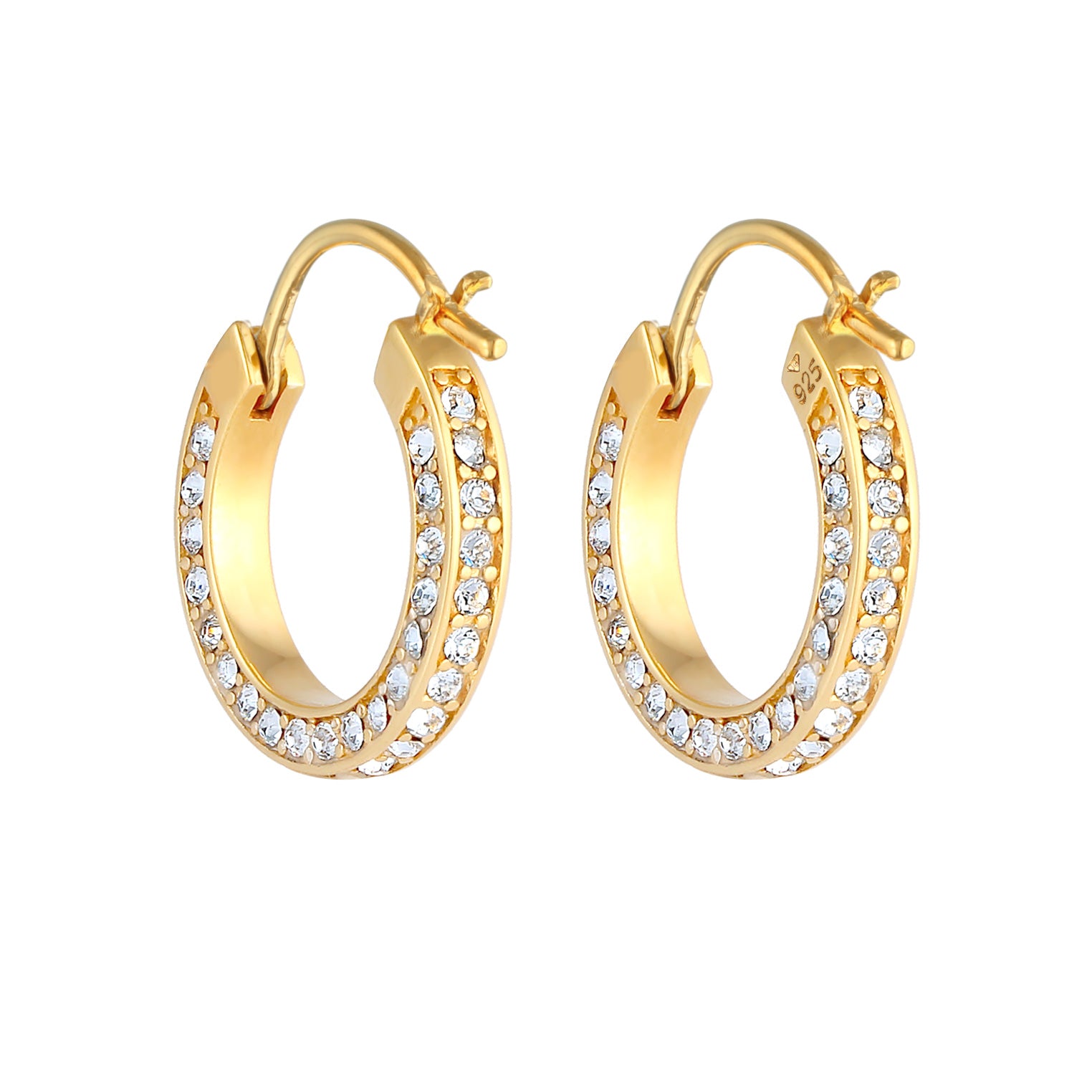 Gold - Elli PREMIUM | Creole | Mit Kristallen von Swarovski® (Weiß) | 925 Sterling Silber vergoldet