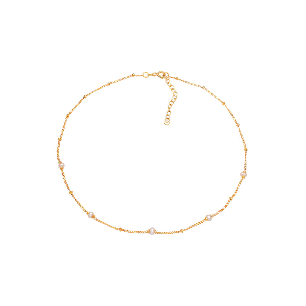 Gold - Elli | Choker | Süßwasserzuchtperlen | 925 Sterling Silber vergoldet