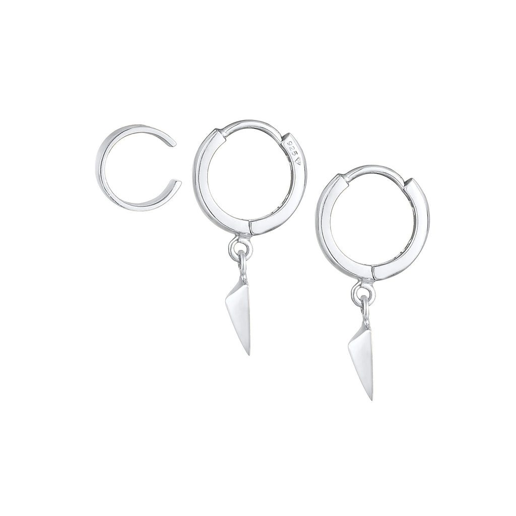 Silber - Elli | Ohrringset Dreieck | 925er Sterling Silber