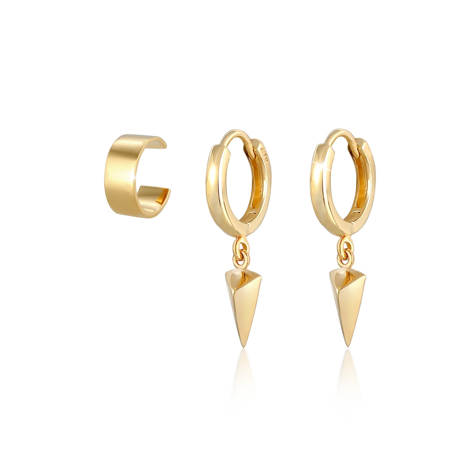 Gold - Elli | Ohrringset Dreieck | 925 Sterling Silber vergoldet