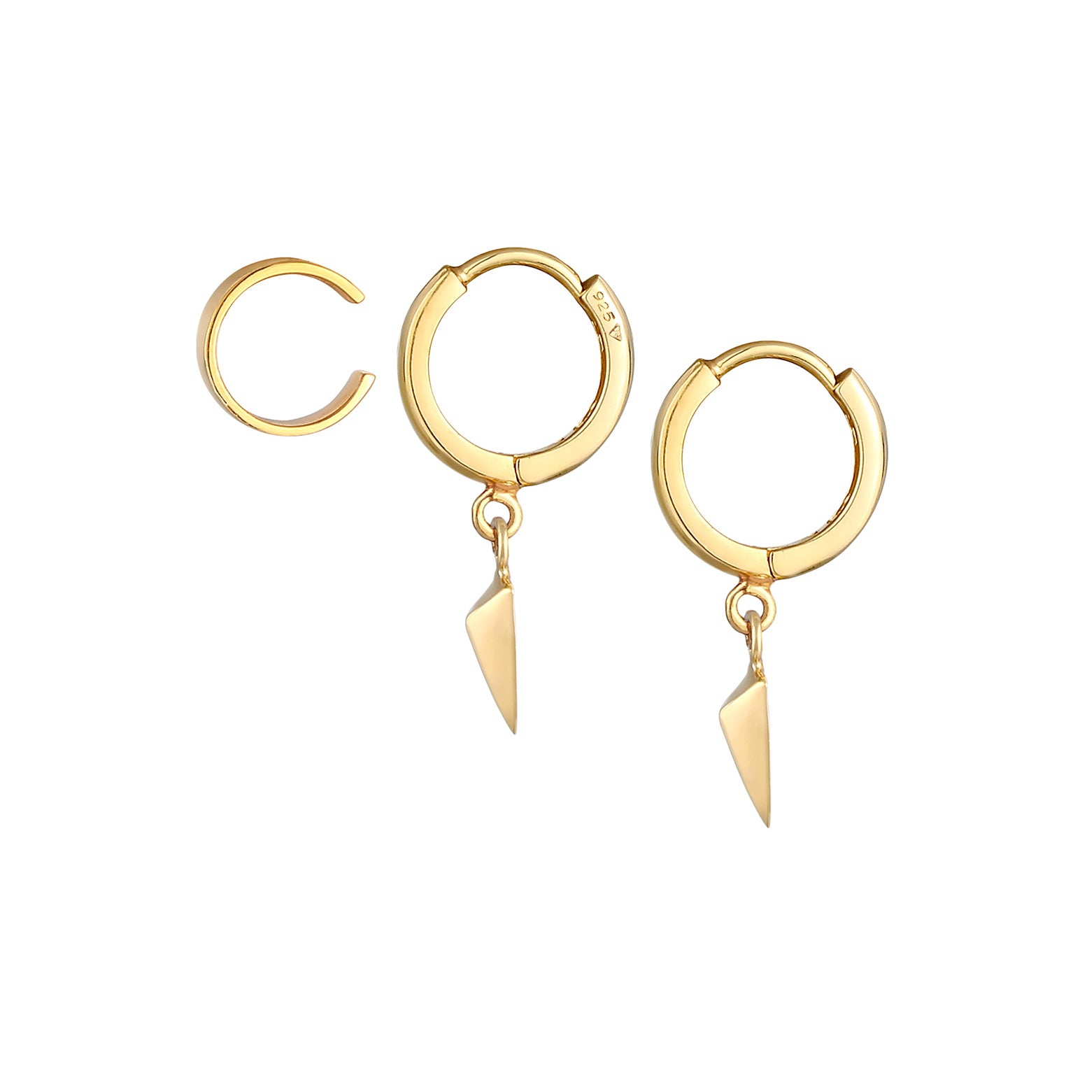 Gold - Elli | Ohrringset Dreieck | 925 Sterling Silber vergoldet