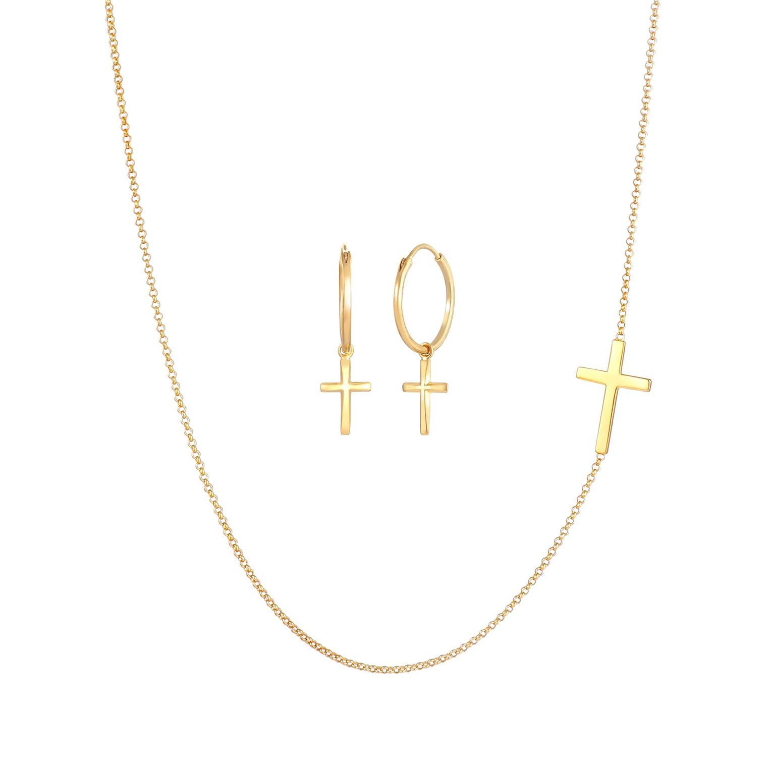 Gold - Elli | Schmuckset  Kreuz | 925 Sterling Silber vergoldet